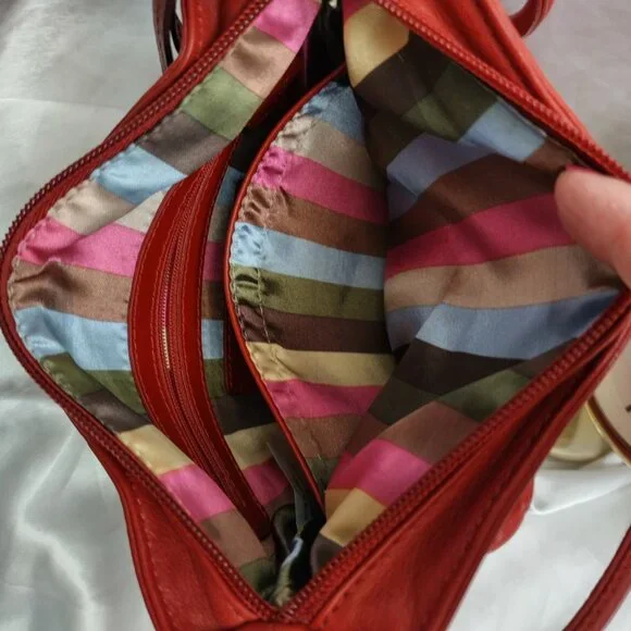 Tignanello, Are Your Looking For Me? Red Orange Leather Crossbody - Picture 6 of 15